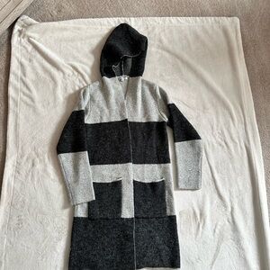 Black and Gray Hooded Cardigan
